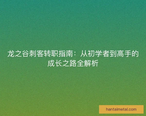 龙之谷刺客转职指南：从初学者到高手的成长之路全解析