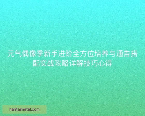 元气偶像季新手进阶全方位培养与通告搭配实战攻略详解技巧心得